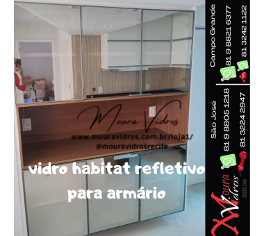 vidro habitat refletivo bronze para armário / cristaleira / móvel